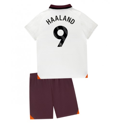 Manchester City Erling Haaland #9 Venkovní dres pro děti 2023-24 Krátký Rukáv (+ trenýrky)